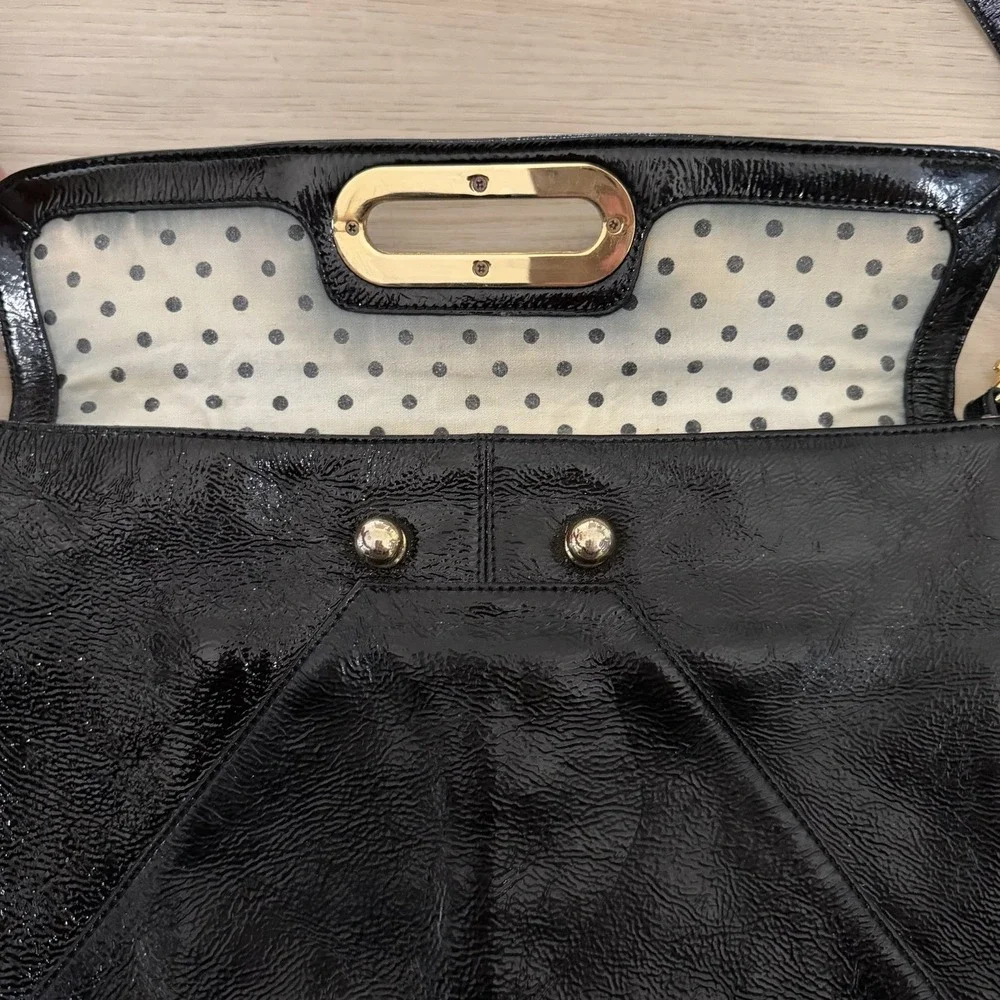 Vintage‎ HOBO International Black Patent Leather Clutch Bag Purse Shoulder Strap
